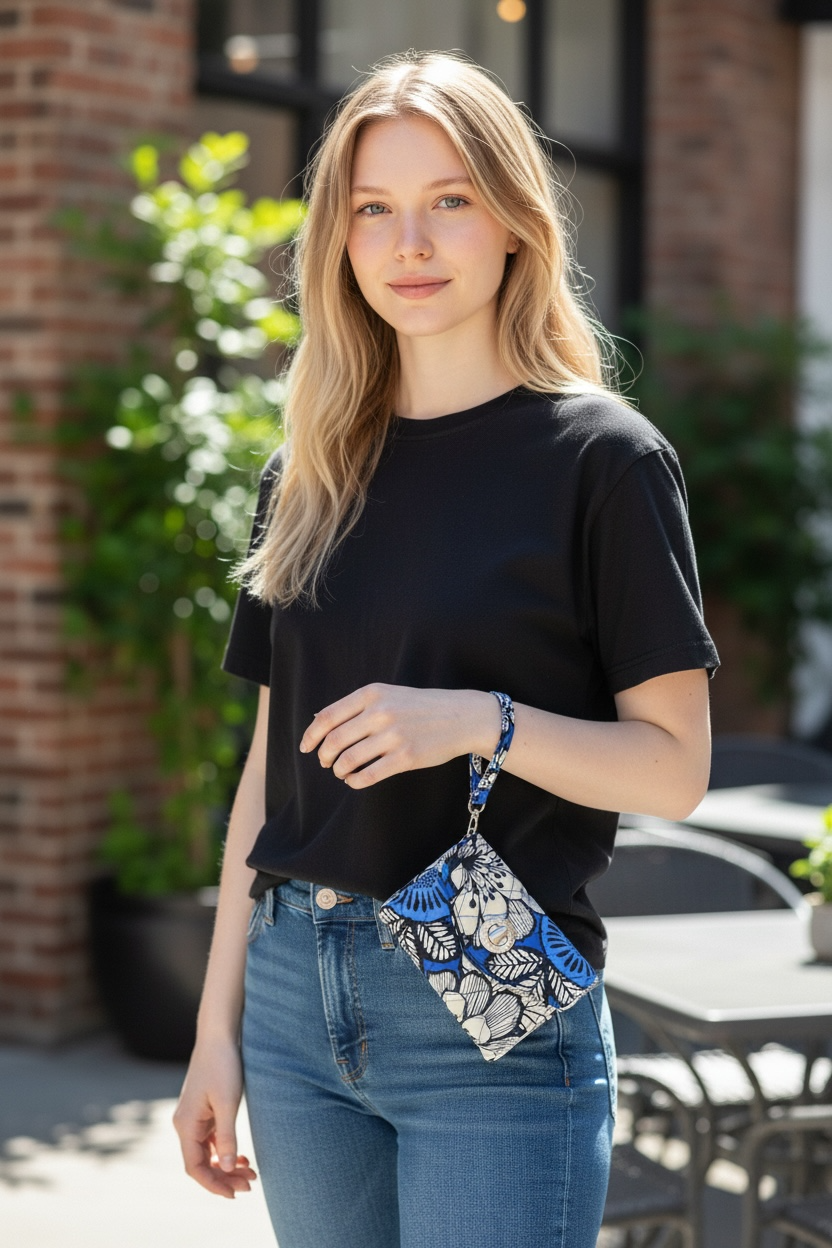 Vera Bradley Twist Lock Expandable Wristlet/Clutch/Wallet Blue Bayou Print