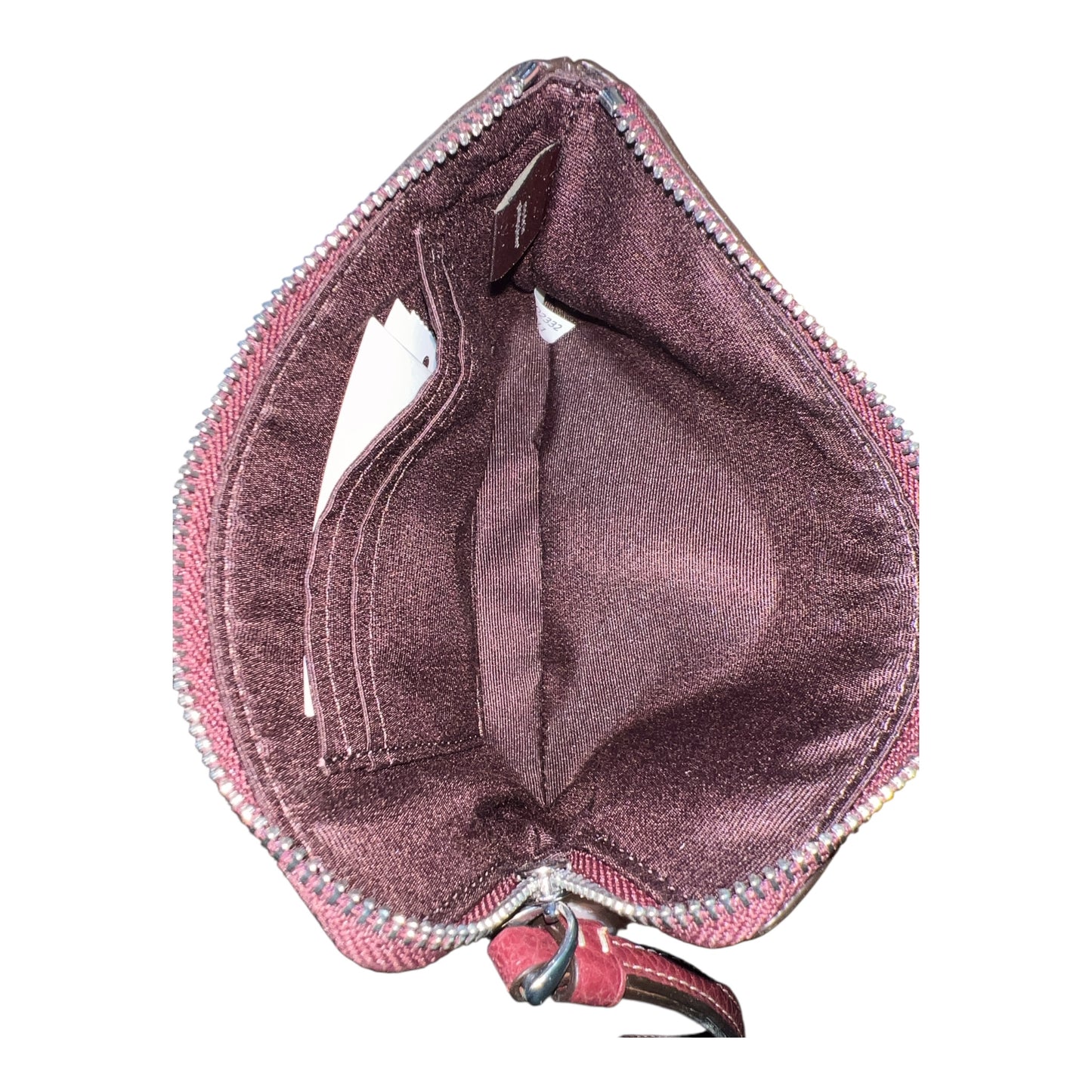 Coach Women's Small Pebbled Leather Corner Zip Wristlet with Coach Stripe (Wine Multi)