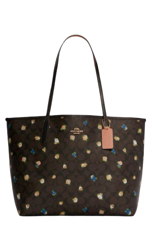 Coach City Tote in Signature Canvas with Vintage Mini Rose Print