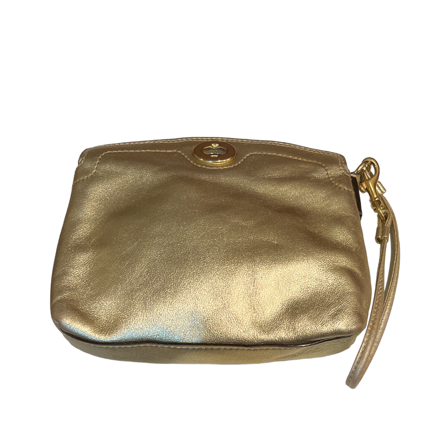 Coach Signature Metallic Leather Clutch Wristlet