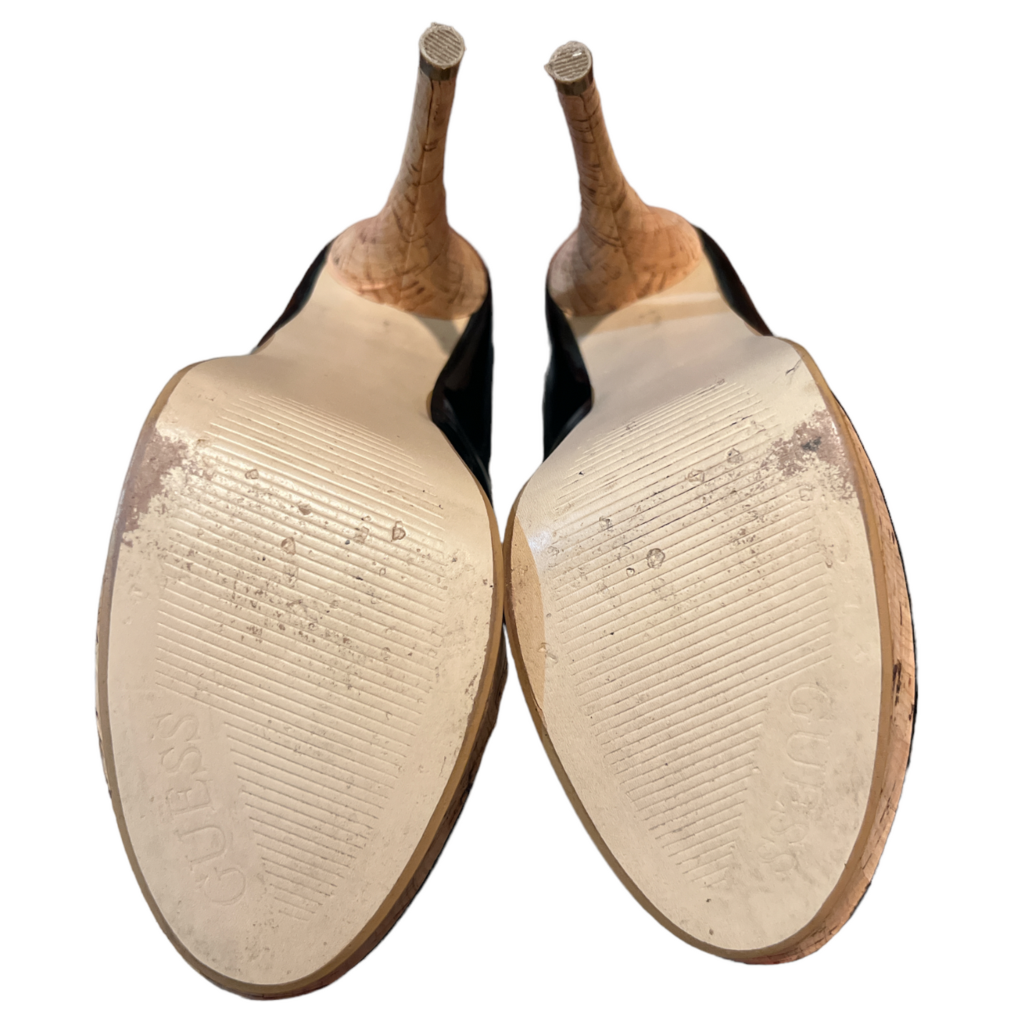 Guess Black Patent Leather Cork Platform Heels Pumps - Size 8 Medium