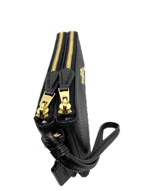 Double Corner Zip Wallet In Polished Pebble Leather Style F87590