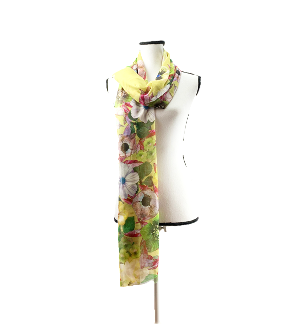 Isaac Mizrahi Live! Watercolor Floral Print Chiffon Scarf