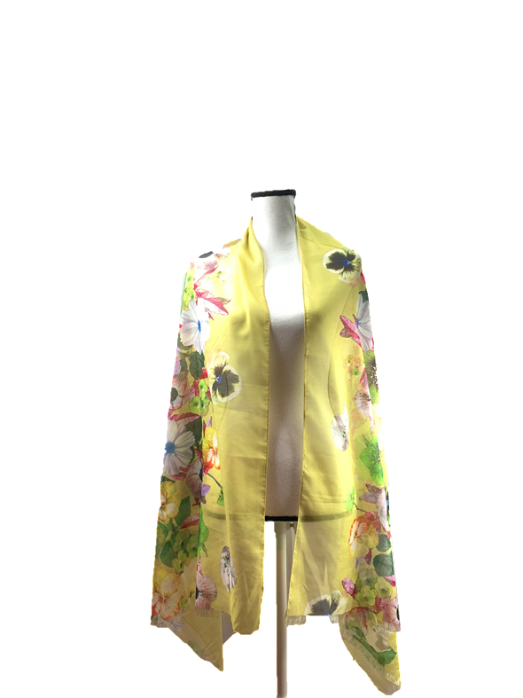 Isaac Mizrahi Live! Watercolor Floral Print Chiffon Scarf