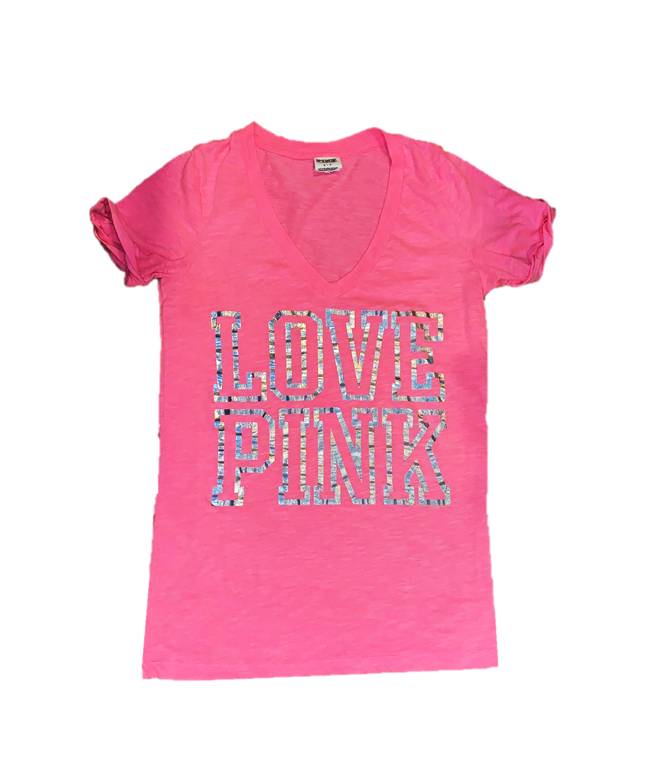 Pink Victoria's Secret V-Neck Tee - Size S|P