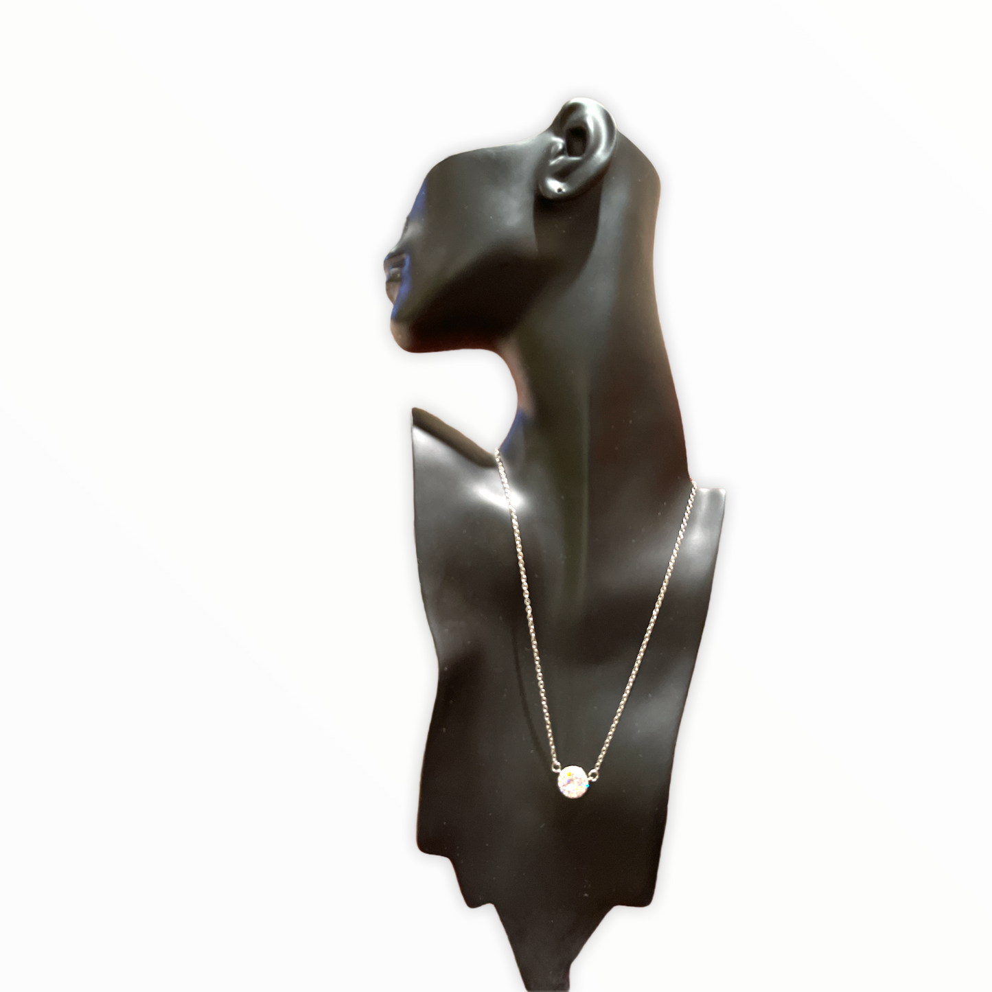 Halo Necklace Made with Swarovski Elements in Rhodium overlay