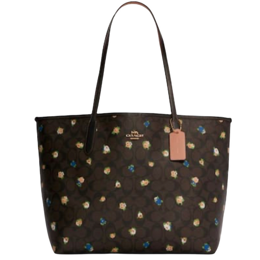 Coach City Tote in Signature Canvas with Vintage Mini Rose Print
