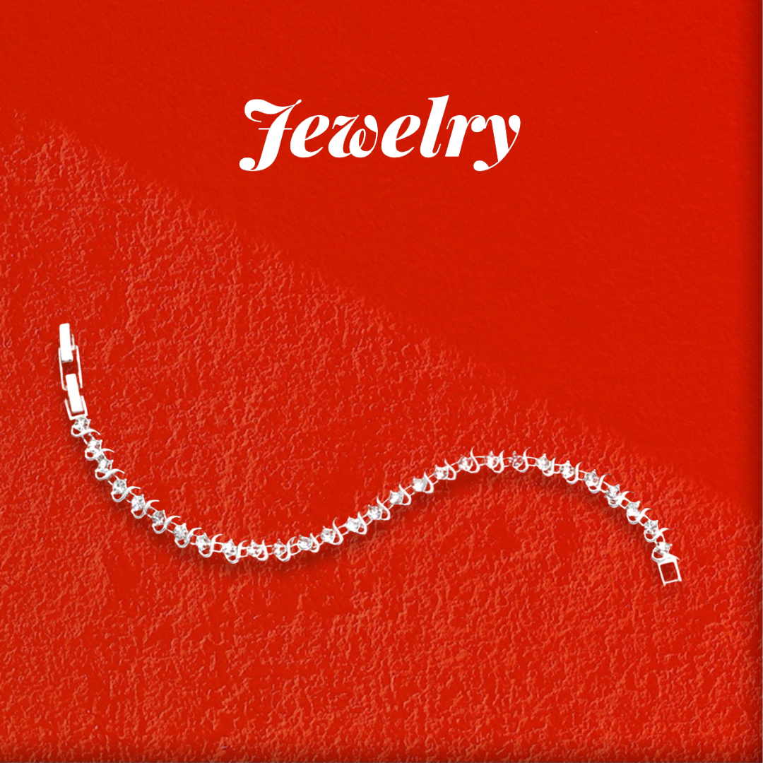 Tennis Bracelet With Swarovski Crystals - Sterling Silver Overlay