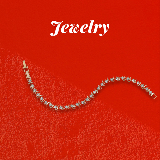 Tennis Bracelet With Swarovski Crystals - 14kt Gold Overlay