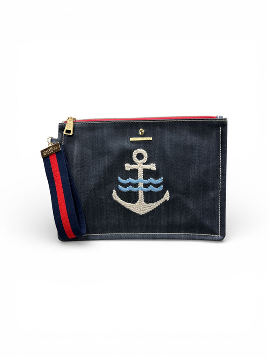 Spartina 449 Navy & White Anchor Wristlet