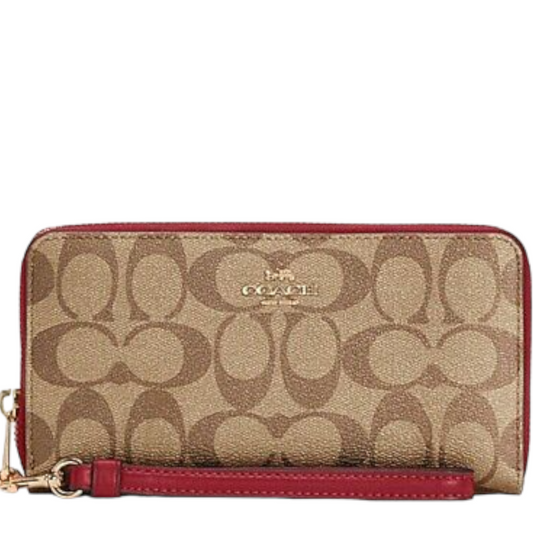 Coach Long Zip Around Wallet In Signature Canvas - Style C4452