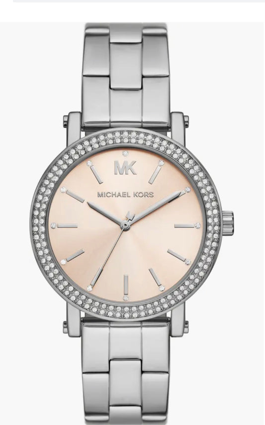 Michael Kors Corey 3-Hand Quartz CZ Pavé Bracelet Watch, 38mm