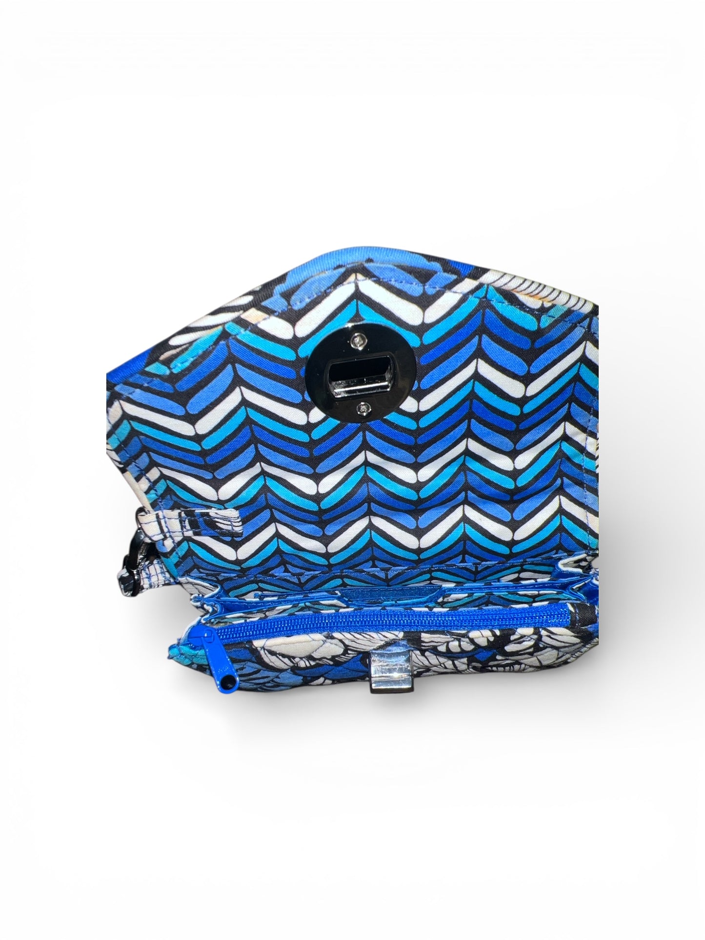 Vera Bradley Twist Lock Expandable Wristlet/Clutch/Wallet Blue Bayou Print