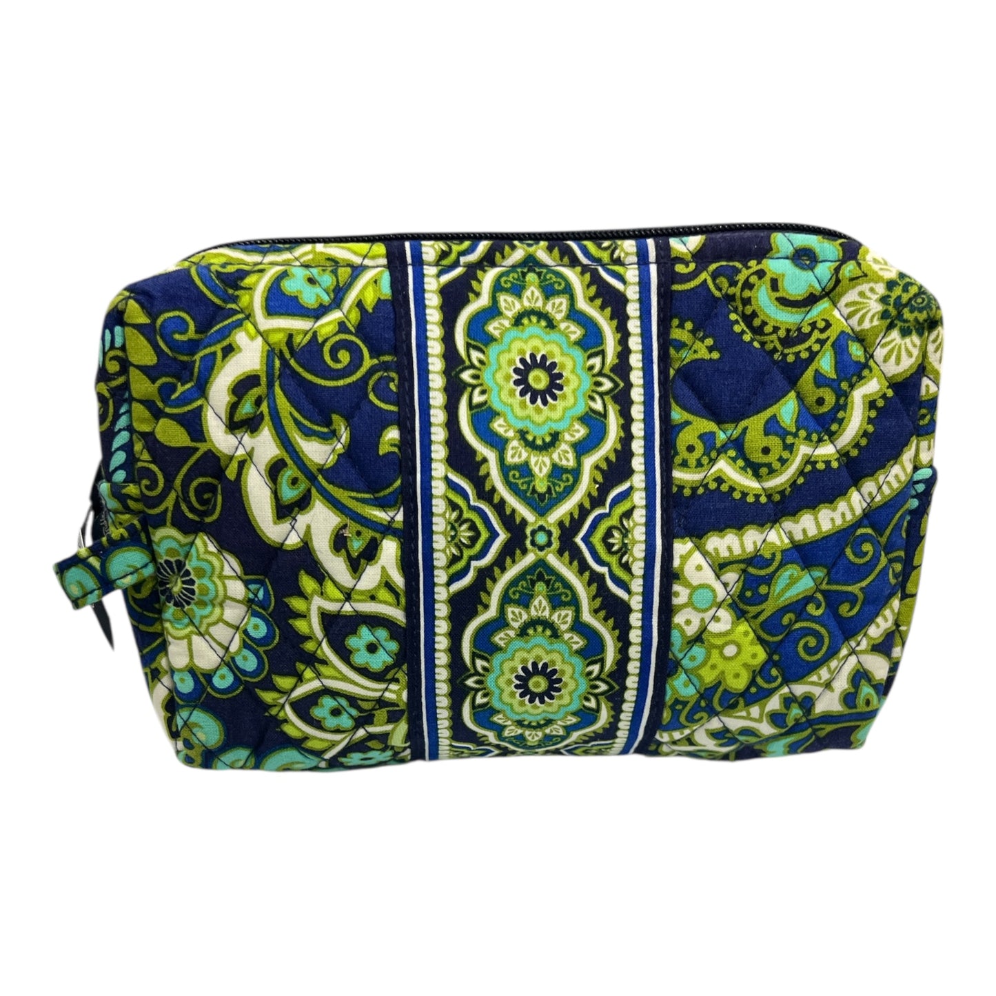 Vera Bradley Rhythm & Blues Blue Green Floral Paisley Lined Cosmetic Bag