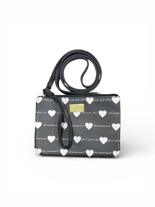 Luv Betsey Johnson Black White Heart
Print Convertible Crossbody