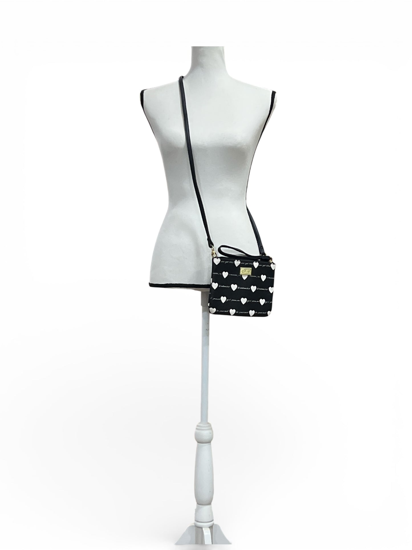Luv Betsey Johnson Black White Heart
Print Convertible Crossbody