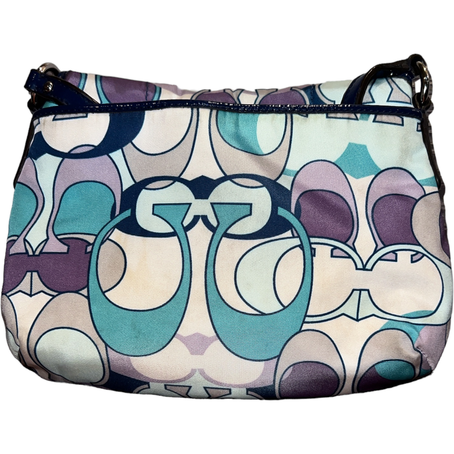 COACH "Kyra" Scarf Print Blue Multicolor Flap Crossbody Handbag