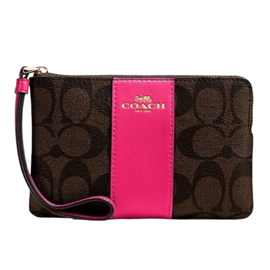 Coach F58035 Corner Zip Wristlet Signature Canvas