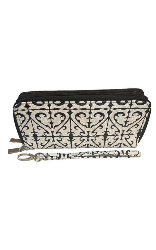 Fashion Black & White 2 Zip Wallet