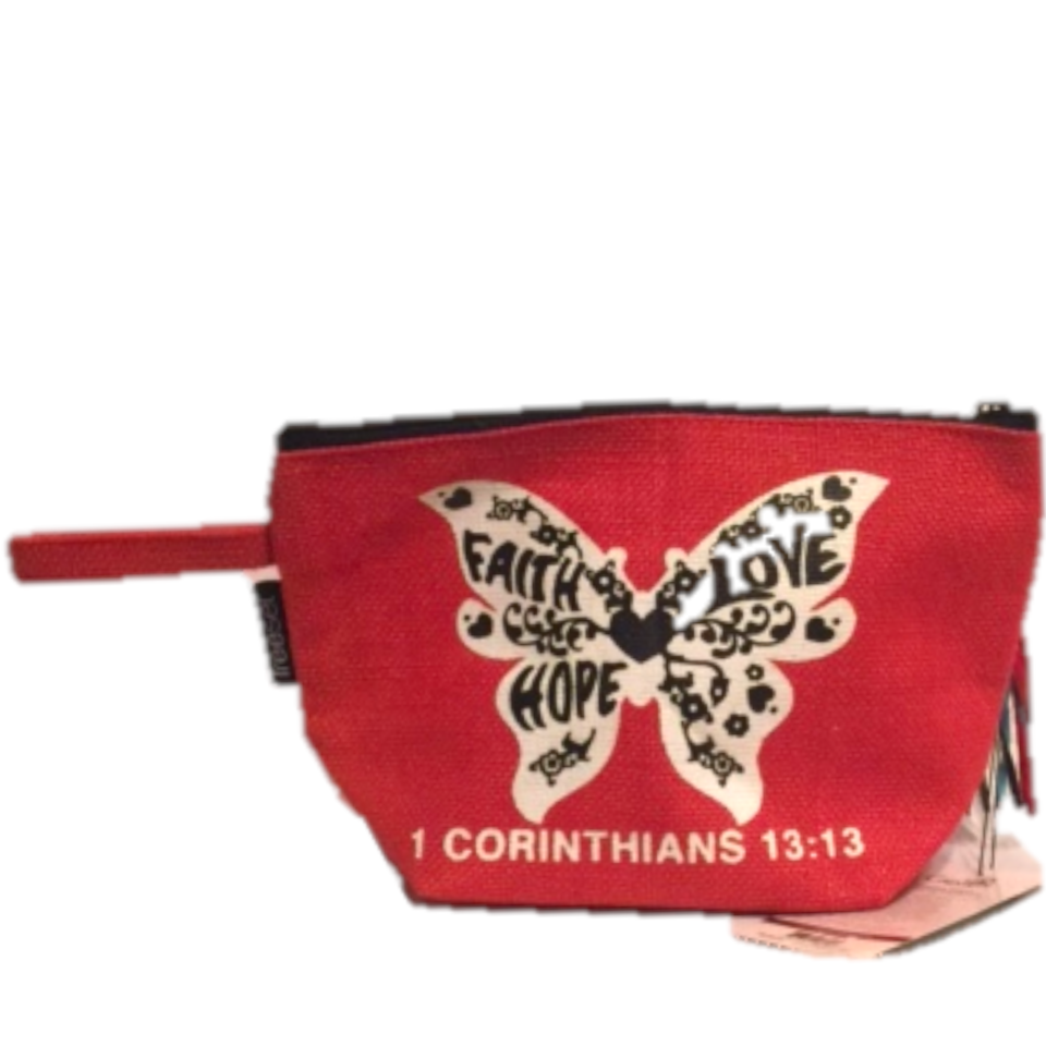 New Faith, Hope, Love, Butterfly Cosmetic Bag