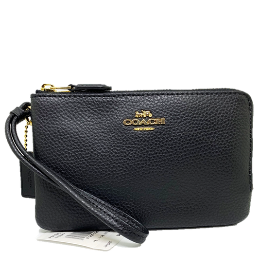 Double Corner Zip Wallet In Polished Pebble Leather Style F87590