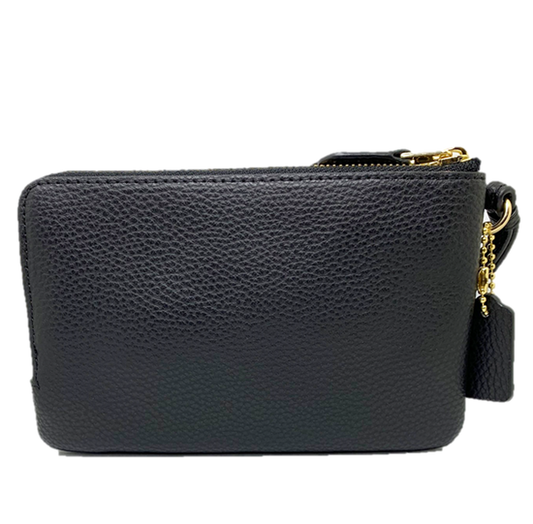 Double Corner Zip Wallet In Polished Pebble Leather Style F87590