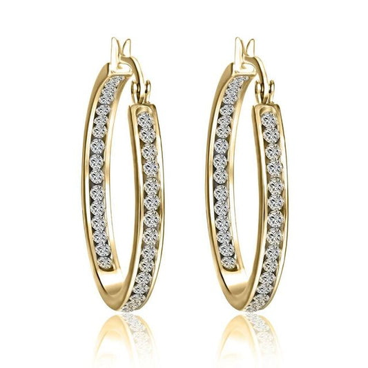 Hoop Earrings Made With Swarovski elements - Gold Overlay