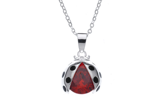 Ladybug Necklace with Ruby Red Swarovski Elements Crystal