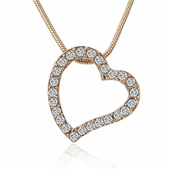 Open Heart Necklace Made With Swarovski elements - Gold Overlay