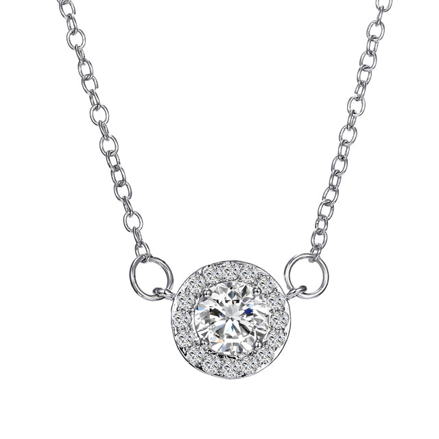 Halo Necklace Made with Swarovski Elements in Rhodium overlay
