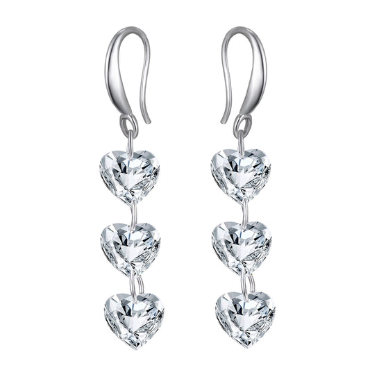 Drill Heart Earrings With Swarovski Elements