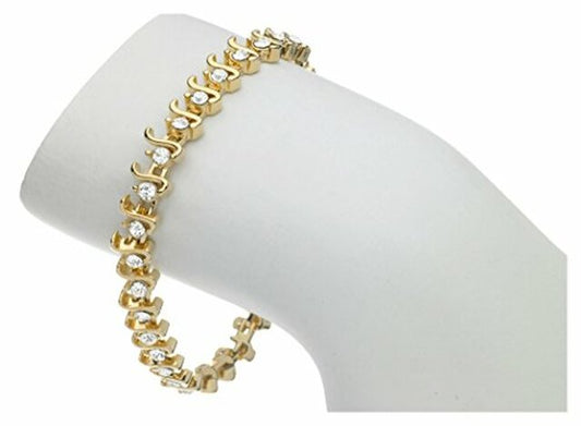 Tennis Bracelet With Swarovski Crystals - 14kt Gold Overlay