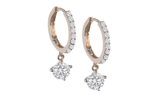 Crystal Drop Hoop Earrings - 14kt Gold Overlay