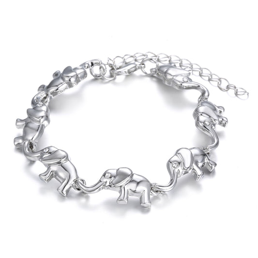 Elephant Bracelet Made with Swarovski Crystals - Rhodium Overlay