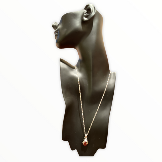 Ladybug Necklace with Ruby Red Swarovski Elements Crystal