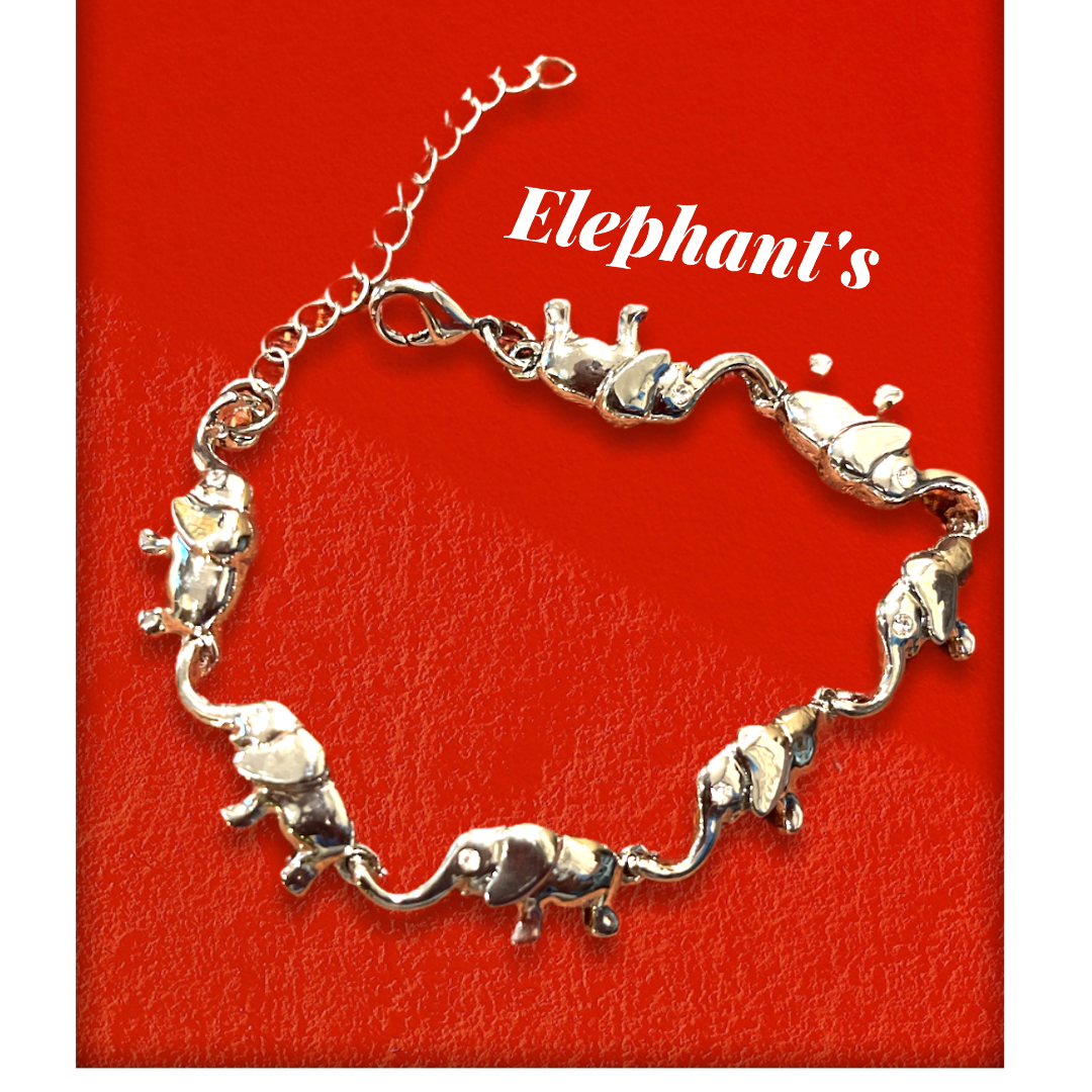 Elephant Bracelet Made with Swarovski Crystals Rhodium Overlay